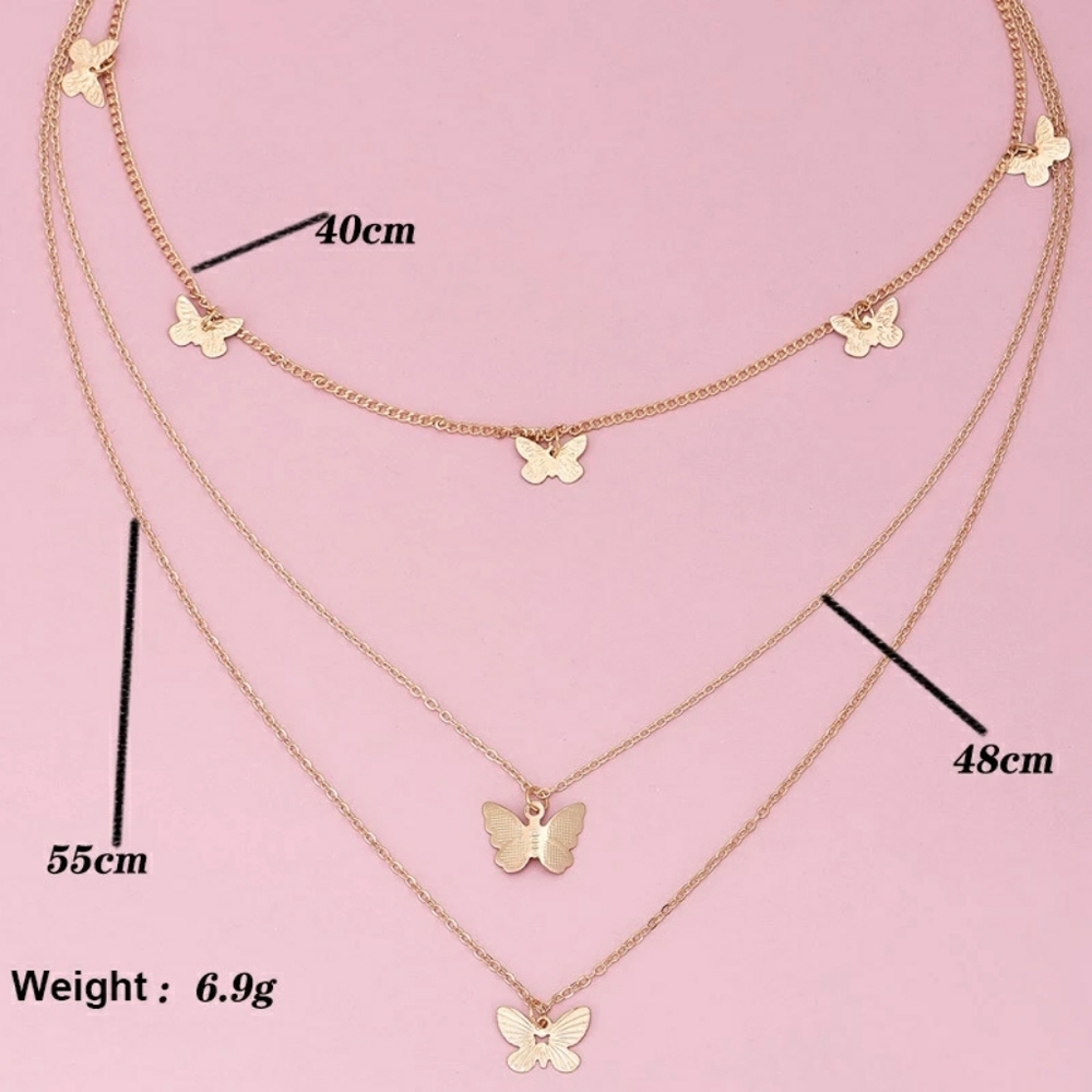 🦋Multi layered gold plated butterfly necklace - Picture 3 of 6